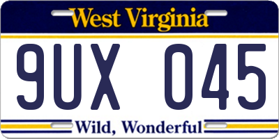 WV license plate 9UX045
