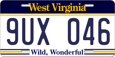 WV license plate 9UX046