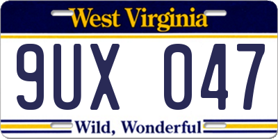 WV license plate 9UX047