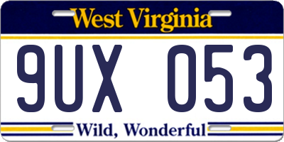 WV license plate 9UX053