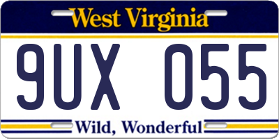 WV license plate 9UX055