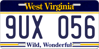 WV license plate 9UX056