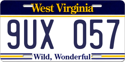 WV license plate 9UX057