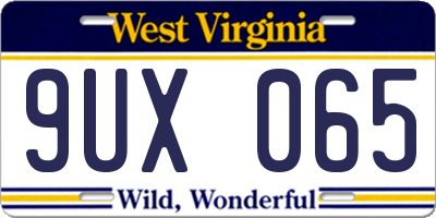WV license plate 9UX065
