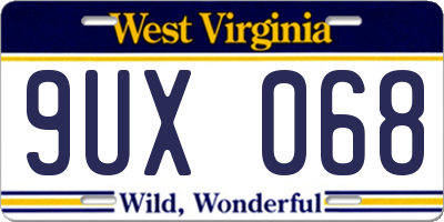 WV license plate 9UX068