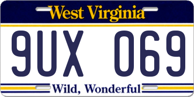 WV license plate 9UX069