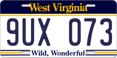 WV license plate 9UX073