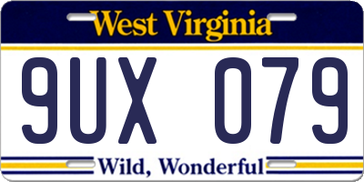 WV license plate 9UX079