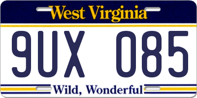 WV license plate 9UX085