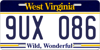 WV license plate 9UX086