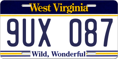 WV license plate 9UX087