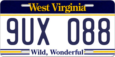 WV license plate 9UX088