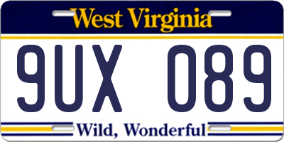 WV license plate 9UX089