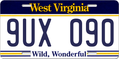 WV license plate 9UX090
