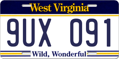 WV license plate 9UX091