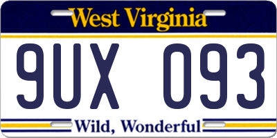 WV license plate 9UX093