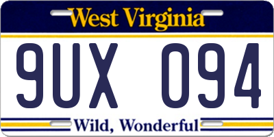 WV license plate 9UX094