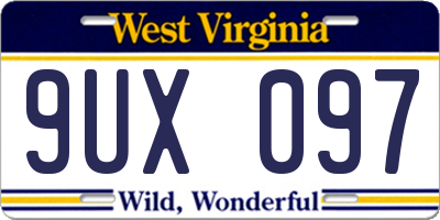 WV license plate 9UX097