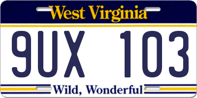 WV license plate 9UX103