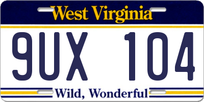 WV license plate 9UX104