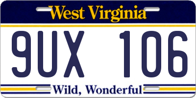 WV license plate 9UX106