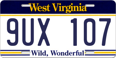 WV license plate 9UX107