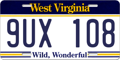 WV license plate 9UX108