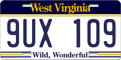 WV license plate 9UX109