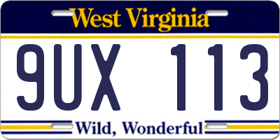WV license plate 9UX113