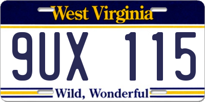 WV license plate 9UX115