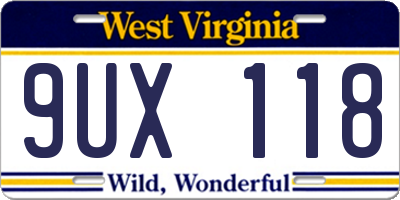 WV license plate 9UX118