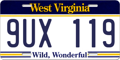 WV license plate 9UX119