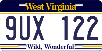 WV license plate 9UX122