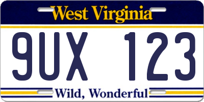 WV license plate 9UX123