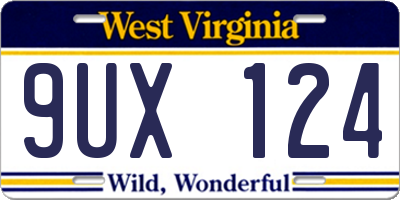 WV license plate 9UX124