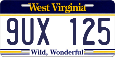 WV license plate 9UX125