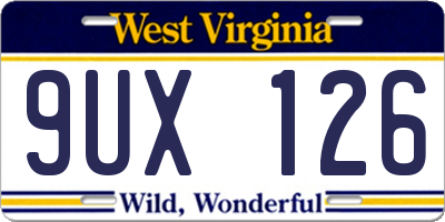 WV license plate 9UX126