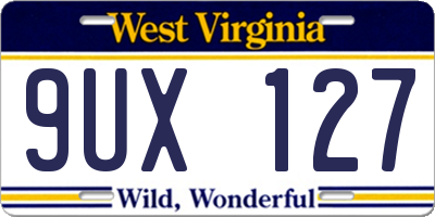 WV license plate 9UX127