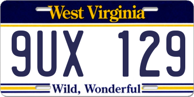 WV license plate 9UX129