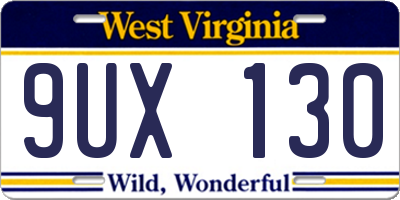 WV license plate 9UX130