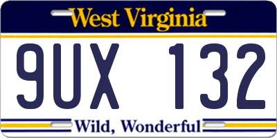 WV license plate 9UX132