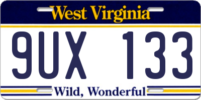 WV license plate 9UX133