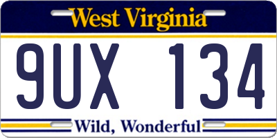 WV license plate 9UX134