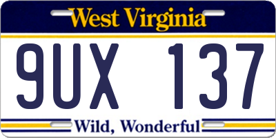 WV license plate 9UX137