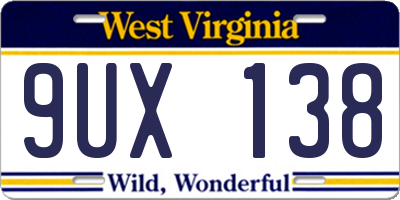 WV license plate 9UX138