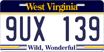 WV license plate 9UX139