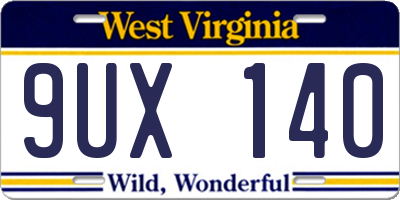 WV license plate 9UX140
