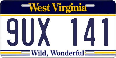 WV license plate 9UX141