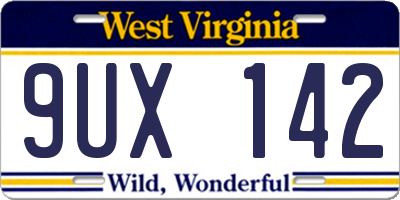 WV license plate 9UX142