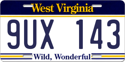 WV license plate 9UX143
